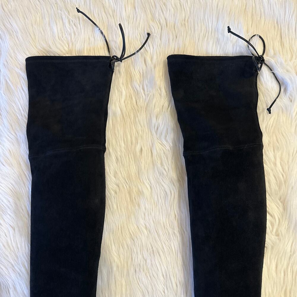 Stuart Weitzman Lowland Over The Knee Boots Thigh High Suede Block Heel Flat - Picture 10 of 15